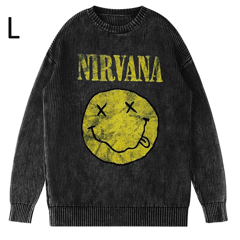 画像13: Unisex Nirvana Wash Retro Crew Neck Cotton Blend Sweater  ニルヴァーナバンドフォト&グラフィックヴィンテージスタイルプリント セーターニットトレーナー ユニセックス 男女兼用  (13)