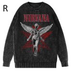 画像20: Unisex Nirvana Wash Retro Crew Neck Cotton Blend Sweater  ニルヴァーナバンドフォト&グラフィックヴィンテージスタイルプリント セーターニットトレーナー ユニセックス 男女兼用  (20)