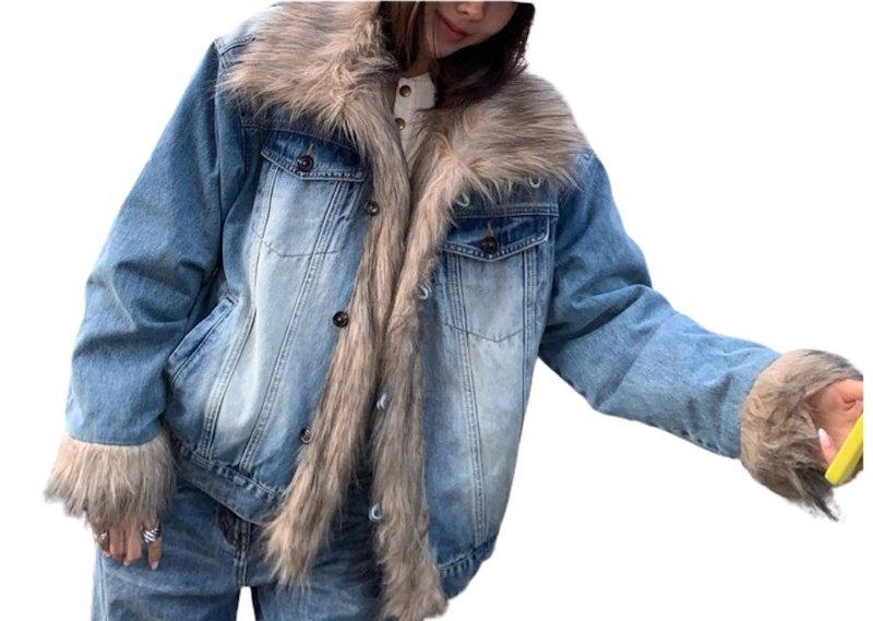 画像6: Damaged wash denim ring buckle quilted jacket coat ダメージウォッシュデニムリングバオファーキルティングジャケットコート (6)