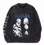 画像1: unisex Nirvana photo print long-sleeved T-shirt  ユニセックスニルヴァーナフォトプリントヴィンテージスタイル 長袖ラウンドネック Tシャツ  バンドT (1)