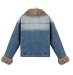 画像2: Damaged wash denim ring buckle quilted jacket coat ダメージウォッシュデニムリングバオファーキルティングジャケットコート (2)