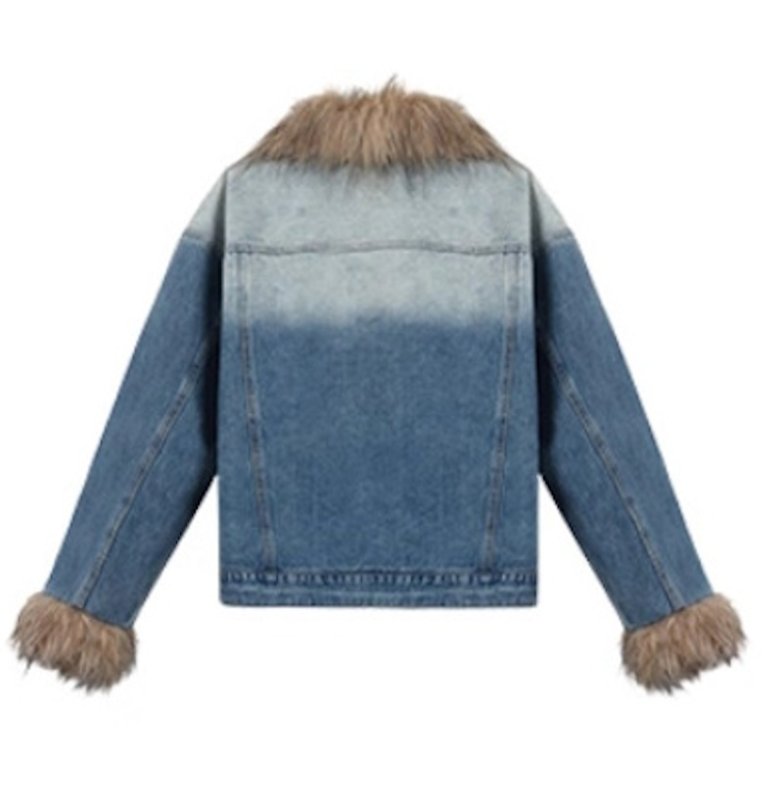 画像2: Damaged wash denim ring buckle quilted jacket coat ダメージウォッシュデニムリングバオファーキルティングジャケットコート (2)