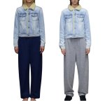 画像2: Lambswool collar and quilted lining check pattern Denim G-jacket ラムス襟&裏キルティングチェック柄 デニムGジャンジャケットコート (2)