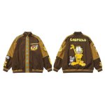 画像2: Garfield embroidered baseball uniformbaseball jacket stadium jacket   blouson  ユニセックス 男女兼用ガーフィールド刺繍スタジアムジャンパー スタジャン MA-1 ボンバー ジャケット ブルゾン (2)