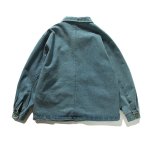 画像2: Color button denim jacket workwear  ユニセックス 男女兼用カラーボタンポイントデニムジャケットGジャン コート (2)