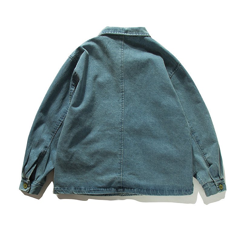 画像2: Color button denim jacket workwear  ユニセックス 男女兼用カラーボタンポイントデニムジャケットGジャン コート (2)