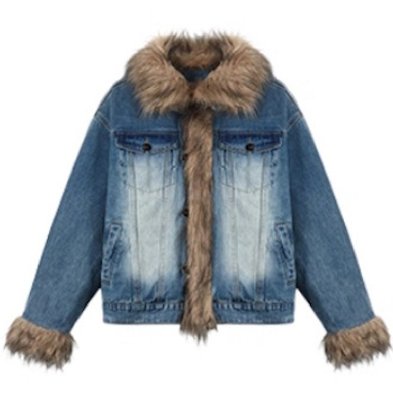 画像1: Damaged wash denim ring buckle quilted jacket coat ダメージウォッシュデニムリングバオファーキルティングジャケットコート (1)