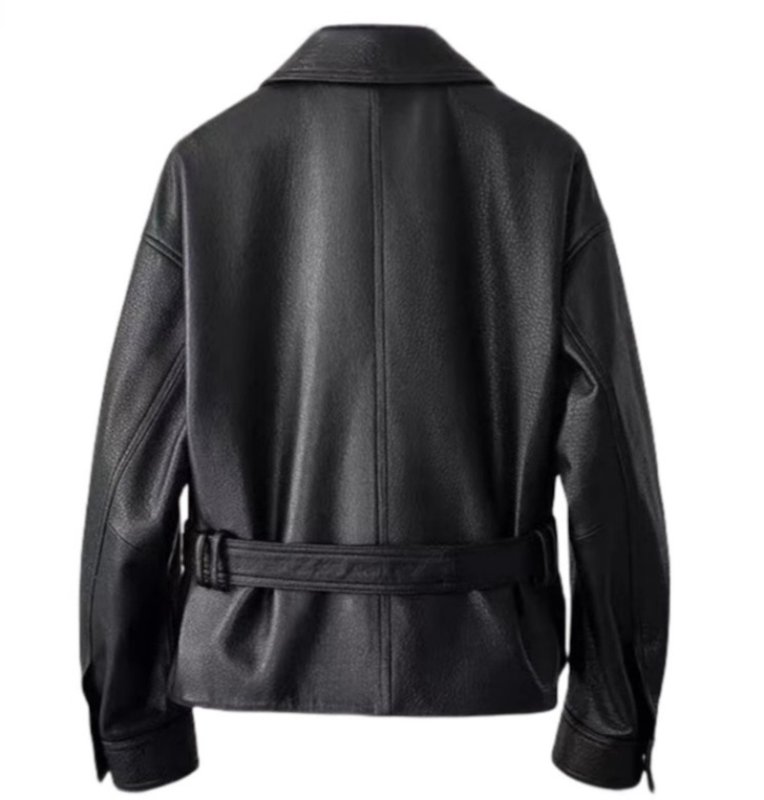画像7: Waist belt leather jacket coat ウエストベルトレザージャケットコート (7)