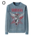 画像17: Unisex Nirvana Wash Retro Crew Neck Cotton Blend Sweater  ニルヴァーナバンドフォト&グラフィックヴィンテージスタイルプリント セーターニットトレーナー ユニセックス 男女兼用  (17)
