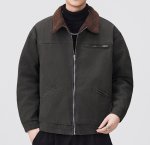 画像2: Heavyweight lamb's wool thick workwear denim cotton jacket Jumper  ユニセックス 男女兼用ヘビーウェイトデニムジャケットGジャン ブルゾン  (2)