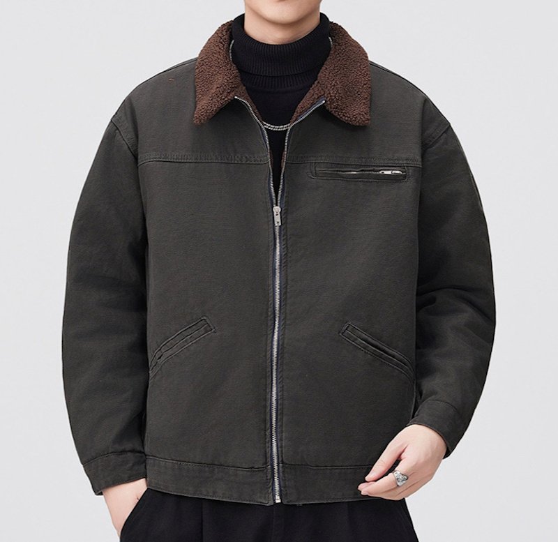 画像2: Heavyweight lamb's wool thick workwear denim cotton jacket Jumper  ユニセックス 男女兼用ヘビーウェイトデニムジャケットGジャン ブルゾン  (2)