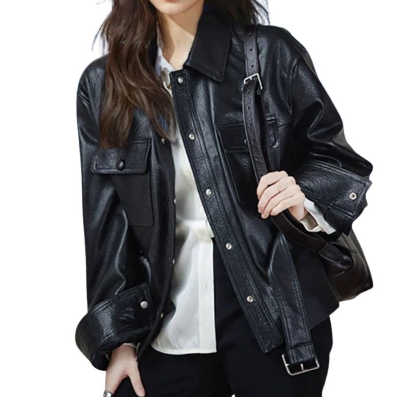 画像4: Waist belt leather jacket coat ウエストベルトレザージャケットコート (4)