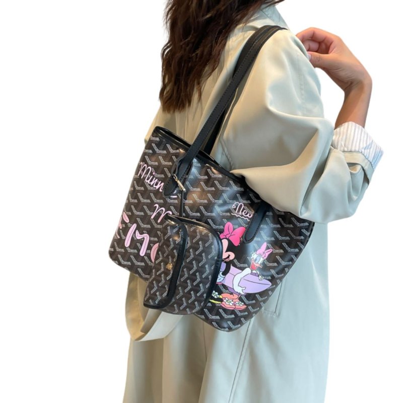 画像5: New Minnie Mouse & Daisy Duck Print Tote Shoulder Bag ニューミニーマウス&デイジーダッグプリントトートショルダーバッグ (5)