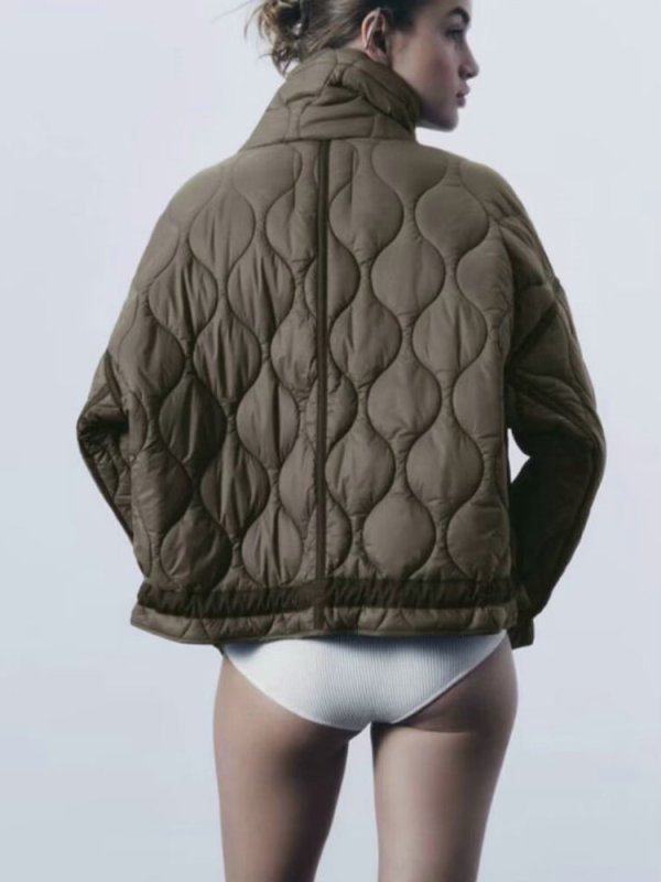 画像9: Stand collar quilted down jacket coat スタンドカラーキルティングダウンジャケットコート (9)