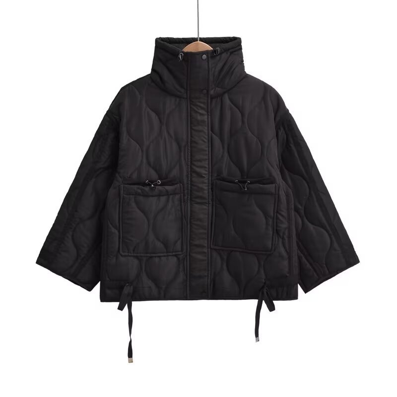 画像5: Stand collar quilted down jacket coat スタンドカラーキルティングダウンジャケットコート (5)