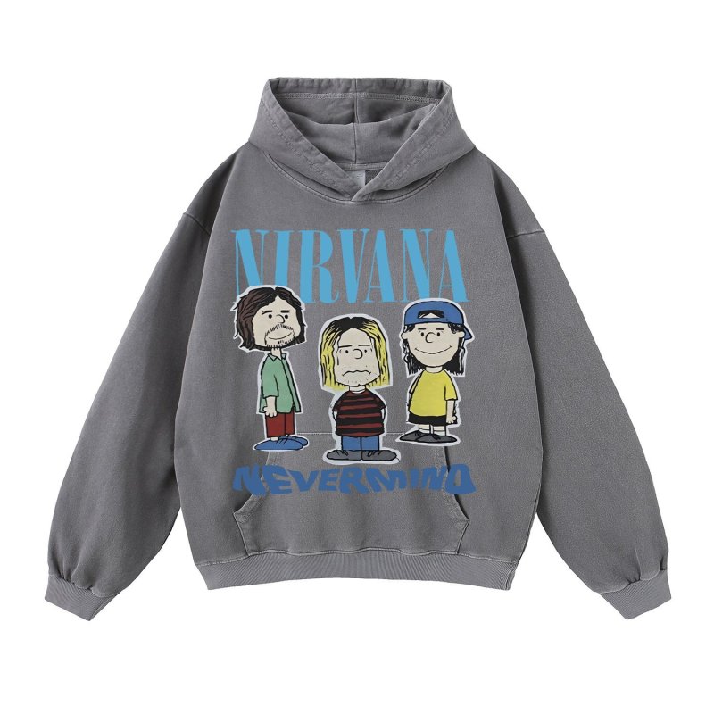 画像9: Unisex  Nirvana x Snoopy joint vintage style Print Long sleeves Hoodie  ニルヴァーナ ×スヌーピー ヴィンテージスタイル プリント 長袖 ラウンドネック スウェット トレーナー パーカー バンドT (9)