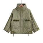 画像3: Stand collar quilted down jacket coat スタンドカラーキルティングダウンジャケットコート (3)