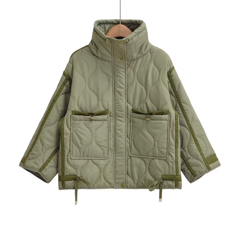 画像3: Stand collar quilted down jacket coat スタンドカラーキルティングダウンジャケットコート (3)