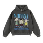 画像4: Unisex  Nirvana x Snoopy joint vintage style Print Long sleeves Hoodie  ニルヴァーナ ×スヌーピー ヴィンテージスタイル プリント 長袖 ラウンドネック スウェット トレーナー パーカー バンドT (4)