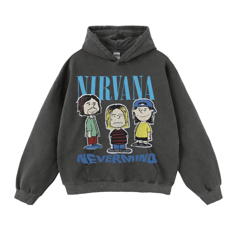 画像4: Unisex  Nirvana x Snoopy joint vintage style Print Long sleeves Hoodie  ニルヴァーナ ×スヌーピー ヴィンテージスタイル プリント 長袖 ラウンドネック スウェット トレーナー パーカー バンドT (4)