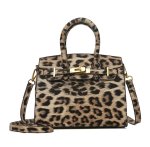 画像1: Leopard print tote shoulder crossbody bag　レオパードヒョウ柄トートショルダークロスボディバッグ (1)