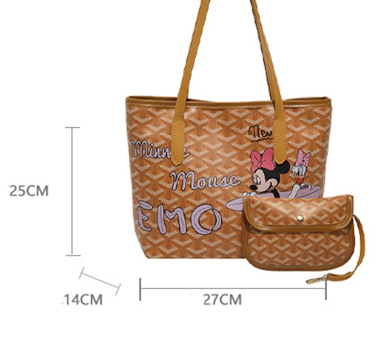 画像8: New Minnie Mouse & Daisy Duck Print Tote Shoulder Bag ニューミニーマウス&デイジーダッグプリントトートショルダーバッグ (8)