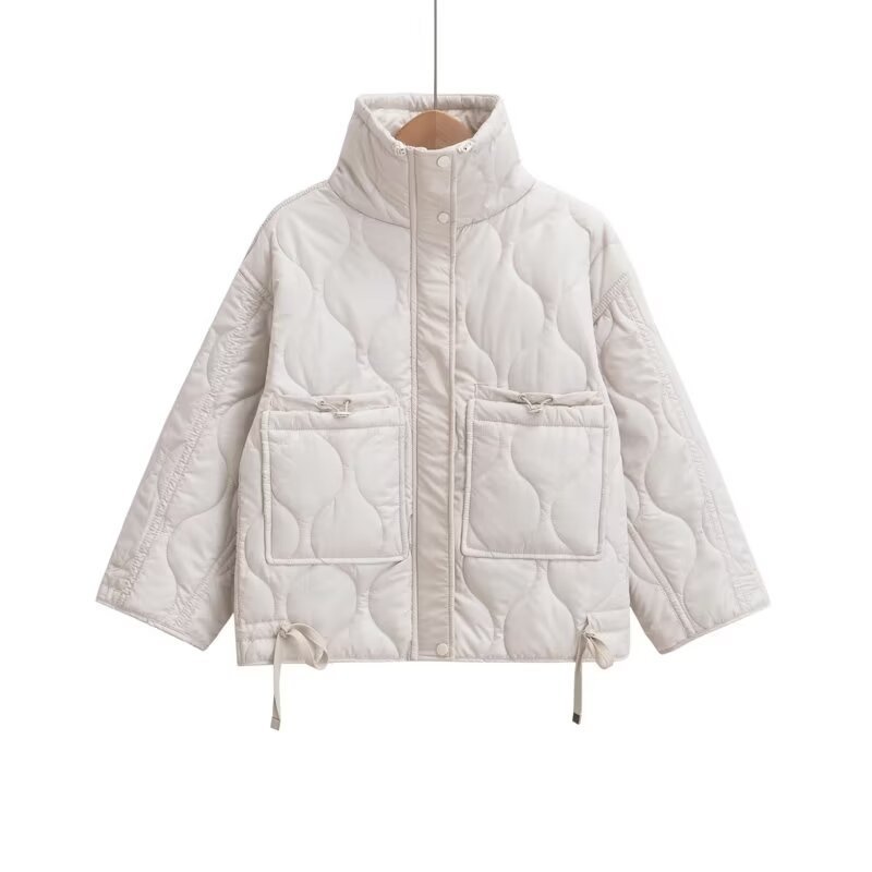 画像6: Stand collar quilted down jacket coat スタンドカラーキルティングダウンジャケットコート (6)