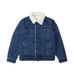 画像1: Lambswool collar and lined denim jacket/coat ユニセックス男女兼用  ラムウール襟＆ライナーデニムGジャン コートジャケット (1)