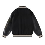 画像5:  baseball Patchwork PU Leather Sleeve Stand Collar Jacketuniform jacket blouson ユニセックス男女兼用 パッチワーク刺繍レザー袖スタジアムジャンパー スタジャン ジャケットブルゾン (5)