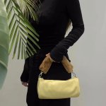 画像12: Lambskin fur handle cylindrical tote shoulder cross-body bag  ラムスキンファーハンドル筒型トートショルダークロスボデーバッグ (12)