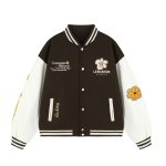 画像4: letter & flower embroidery baseball jackets baseball uniform jacket blouson ユニセックス男女兼用 レター & フラワー刺繍 スタジアムジャンパー スタジャン ジャケットブルゾン (4)