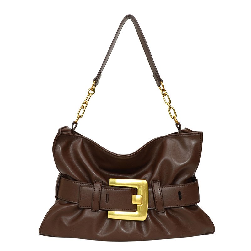 画像1: Anthem Belt Gathered Leather Tote Shoulder Crossbody Bag Anthemアンセムベルトギャザーレザートートショルダークロスボディバッグ (1)