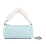 画像7: Lambskin fur handle cylindrical tote shoulder cross-body bag  ラムスキンファーハンドル筒型トートショルダークロスボデーバッグ (7)