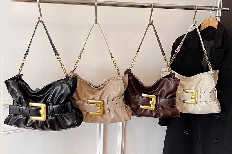 画像7: Anthem Belt Gathered Leather Tote Shoulder Crossbody Bag Anthemアンセムベルトギャザーレザートートショルダークロスボディバッグ (7)