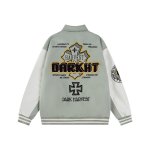 画像6: Letter terry cloth embroidery Stadium Jumper jacket blouson ユニセックス男女兼用レターテリークロス 刺繍パッチワークスタジアムジャンパー スタジャン ジャケットブルゾン (6)