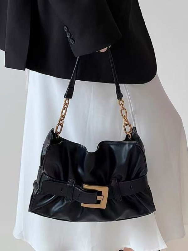 画像6: Anthem Belt Gathered Leather Tote Shoulder Crossbody Bag Anthemアンセムベルトギャザーレザートートショルダークロスボディバッグ (6)