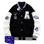 画像1: NASA embroidery baseball jackets baseball uniform jacket blouson ユニセックス男女兼用 ナサ スタジアムジャンパー スタジャン ジャケットブルゾン (1)