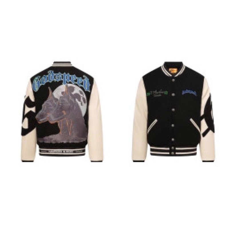 画像5: GODSPEED Big Dog Embroidered Patchwork Stadium Jumper jacket blouson ユニセックス男女兼用 GODSPEEDドーベルマンビッグドッグ刺繍パッチワークスタジアムジャンパー スタジャン ジャケットブルゾン (5)