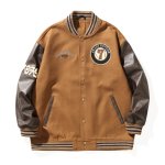 画像2: Retro Style 7 Ball Embroidery Leather Sleeve Stadium Jacket jacket blouson ユニセックス男女兼用レトロヴィンテージスタイル７ボール刺繍レザースリーブスタジアムジャンパー スタジャン ジャケットブルゾン (2)
