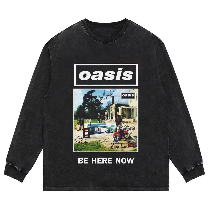 画像2: unisex Oasis photo print long-sleeved T-shirt  ユニセックスオアシスフォトプリント 長袖ラウンドネック Tシャツ  バンドT (2)