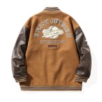 画像3: Retro Style 7 Ball Embroidery Leather Sleeve Stadium Jacket jacket blouson ユニセックス男女兼用レトロヴィンテージスタイル７ボール刺繍レザースリーブスタジアムジャンパー スタジャン ジャケットブルゾン (3)