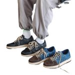 画像3:  Men's denim sneaker shoes ユニセックス男女兼用 レースアップ パッチワーク デニムスニーカー カジュアル シューズ (3)