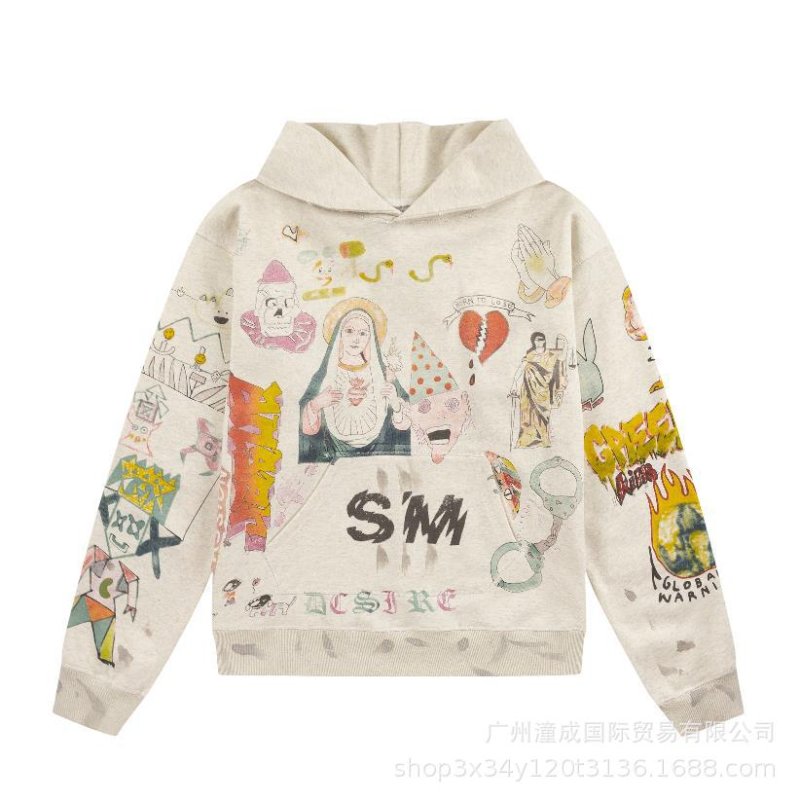画像1: Unisex Saint Mary Christ Graffiti graphics printed hoodie hooded sweatshirt  男女兼用 マリア キリスト 落書き グラフィックプリント フーディ スウェット パーカー (1)