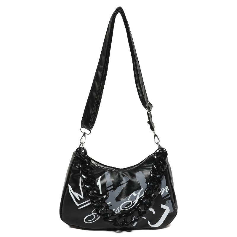 画像1: Woman’s Graffiti Series Crossbody  chain shoulder tote shoulder bag  グラフィックプリントチェーンショルダー レザートートショルダーバッグ (1)