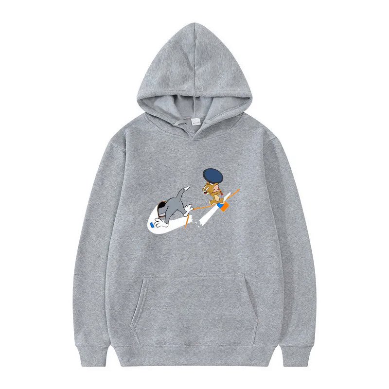 画像3: Mens UnisexTom and Jerry playing chase Broken Swash Print Hoodie sweatshirt  ユニセックス 男女兼用ブロークンスウォッシュチェイストムとジェリー フーディーパーカートレーナー　 (3)