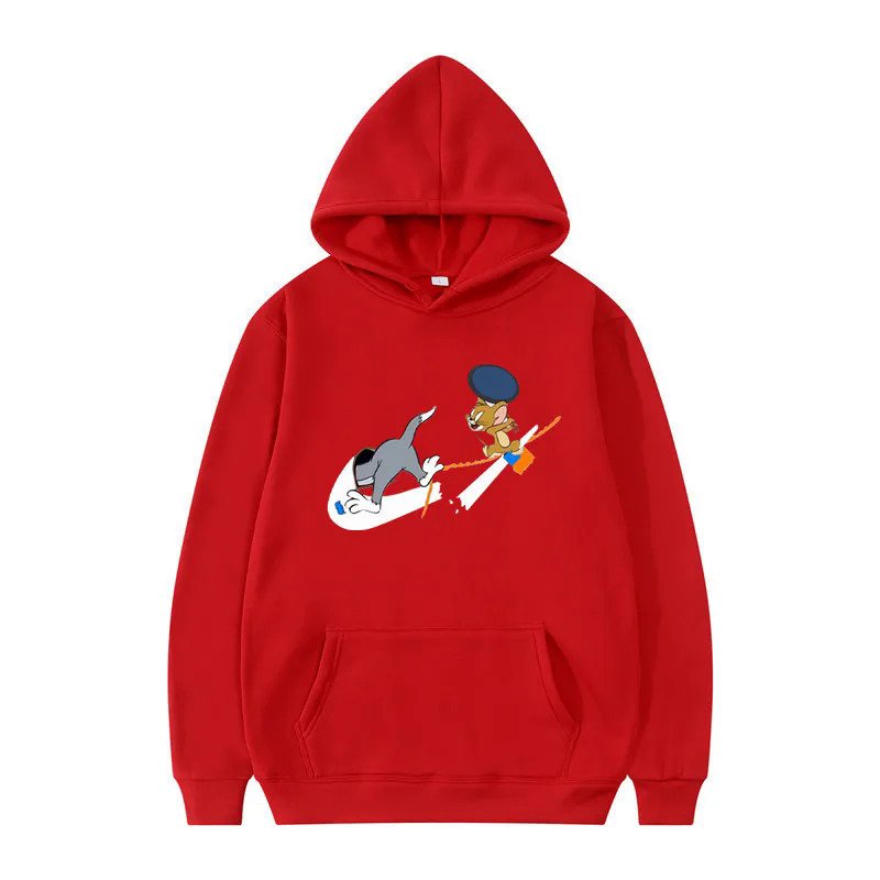 画像4: Mens UnisexTom and Jerry playing chase Broken Swash Print Hoodie sweatshirt  ユニセックス 男女兼用ブロークンスウォッシュチェイストムとジェリー フーディーパーカートレーナー　 (4)