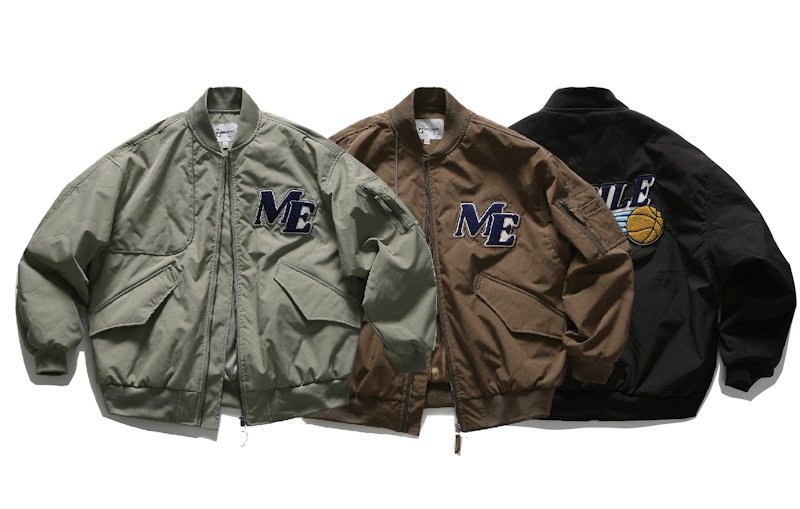 画像1: Brand logo embroidered, gourd pattern quilted MA-1 jacket Stadium Jacket blouson ユニセックス男女兼用文字刺繍 ひょうたん柄キルティングMA-1スタジアムジャンパー スタジャンブルゾン (1)