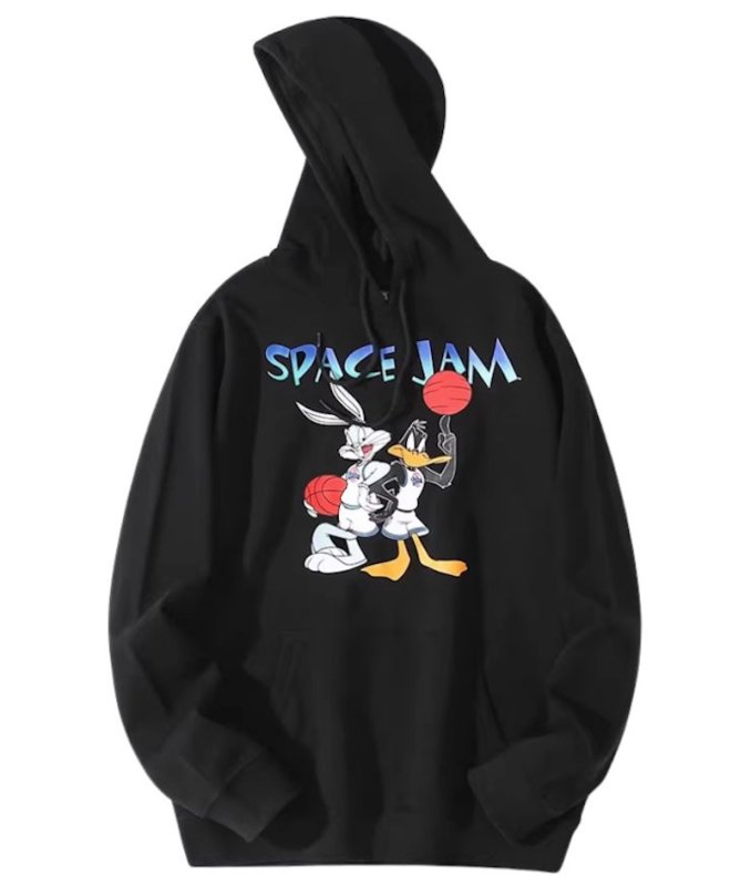 画像1: Mens Unisex Bugs Bunny & Daffy Duck Basketball Print Hoodie sweatshirt  ユニセックス 男女兼用バッグスバニー&ダフィーバスケットボール スウェットフーディーパーカートレーナー　 (1)