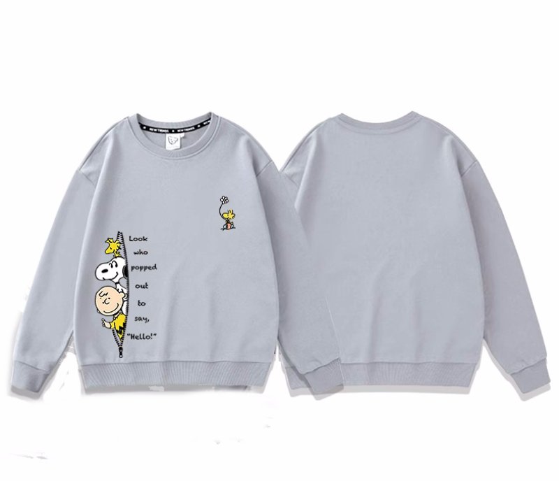画像5: Unisex Fake zip Snoopy&Woodstock&Charlie Brown Sweatshirt ユニセックス男女兼用ジッパースヌーピー＆ウッドストック＆チャーリーブラウンスウェットトレーナ  (5)