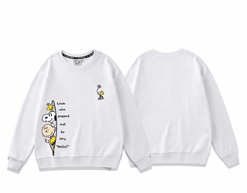 画像3: Unisex Fake zip Snoopy&Woodstock&Charlie Brown Sweatshirt ユニセックス男女兼用ジッパースヌーピー＆ウッドストック＆チャーリーブラウンスウェットトレーナ  (3)